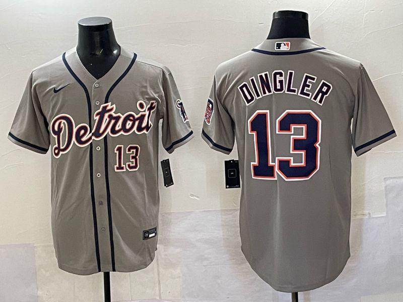 Men 2025 Detroit Tigers #13 Dingler Grey Nike MLB Jersey 05->detroit tigers->MLB Jersey
